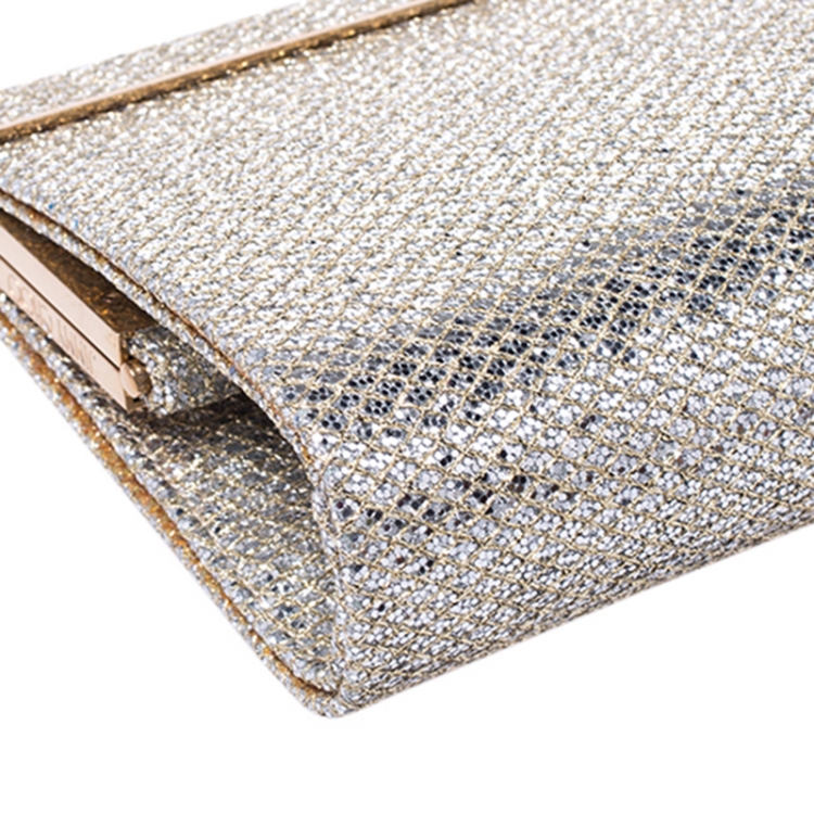 Pre Owned Jimmy Choo Gold/Silver Glitter Cayla Clutch