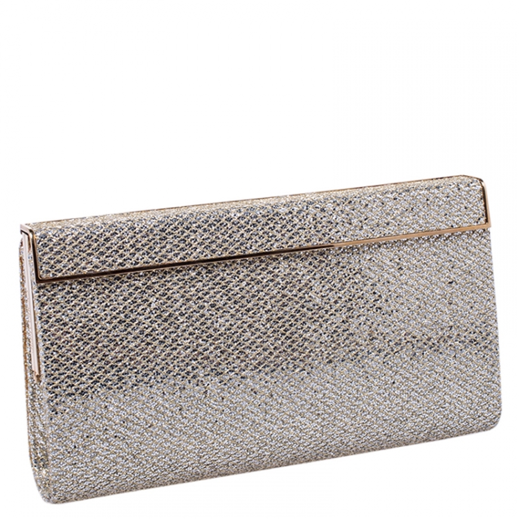 Pre Owned Jimmy Choo Gold/Silver Glitter Cayla Clutch