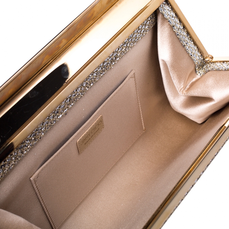 Pre Owned Jimmy Choo Gold/Silver Glitter Cayla Clutch