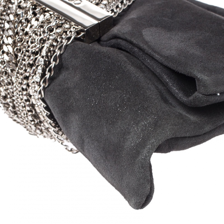 Pre Owned Jimmy Choo Grey Suede Chandra Clutch