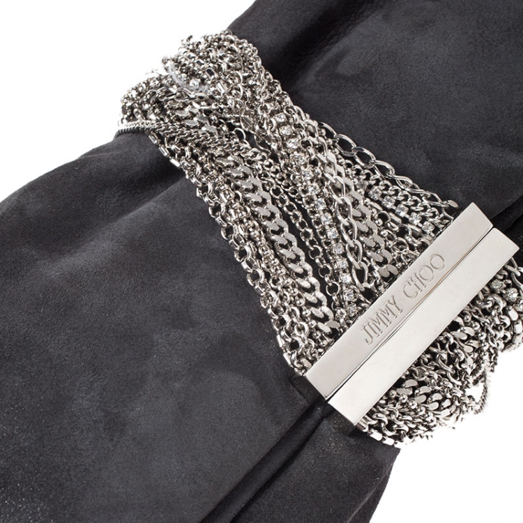 Pre Owned Jimmy Choo Grey Suede Chandra Clutch