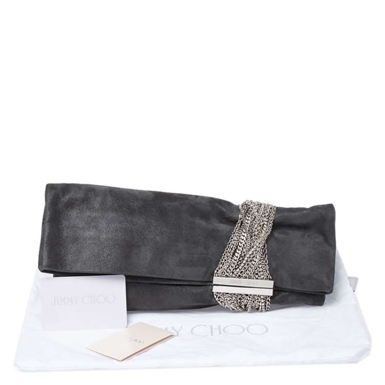 Pre Owned Jimmy Choo Grey Suede Chandra Clutch