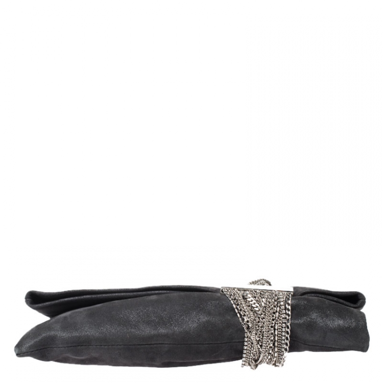 Pre Owned Jimmy Choo Grey Suede Chandra Clutch