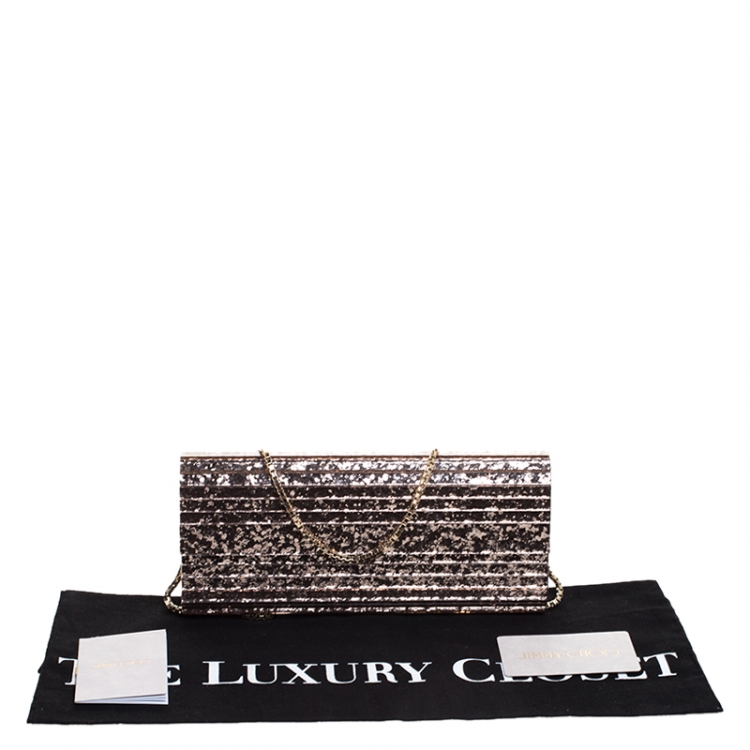 Pre Owned Jimmy Choo Ballet Pink Glitter Acrylic Sweetie Clutch