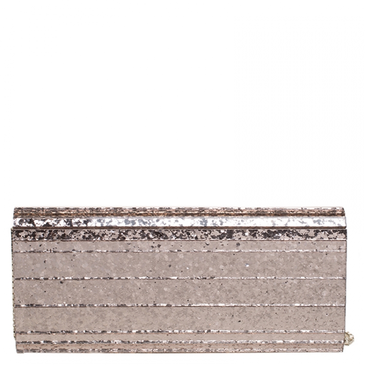 Pre Owned Jimmy Choo Ballet Pink Glitter Acrylic Sweetie Clutch