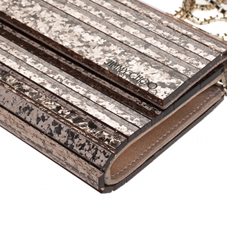 Pre Owned Jimmy Choo Ballet Pink Glitter Acrylic Sweetie Clutch