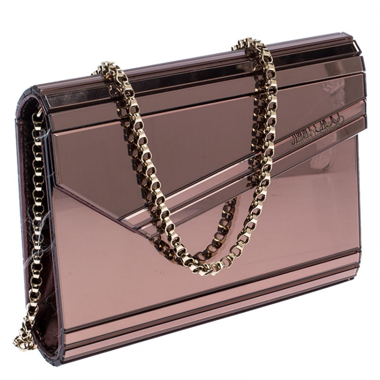 Pre Owned Jimmy Choo Brown Acrylic Candy Chain Clutch 
