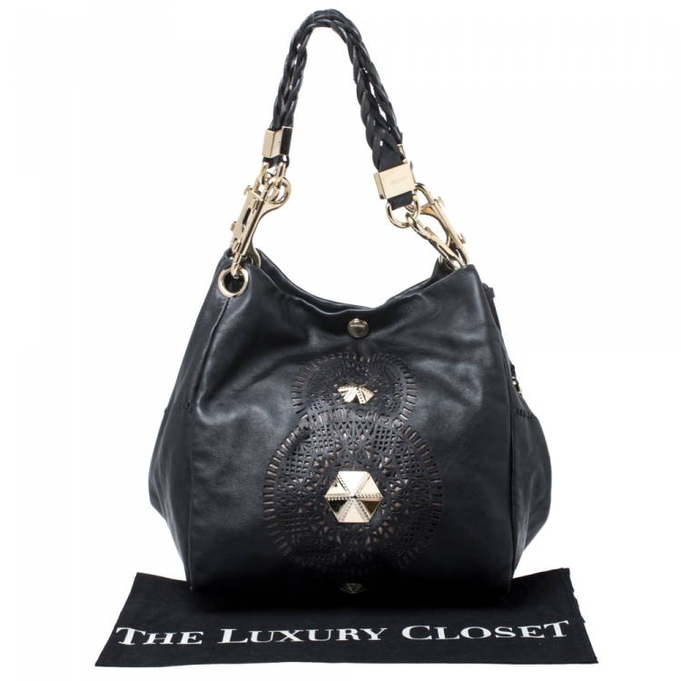 Pre Owned Jimmy Choo Black Leather Lola Slouchy Hobo