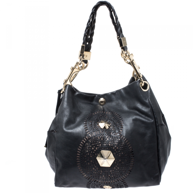 Pre Owned Jimmy Choo Black Leather Lola Slouchy Hobo