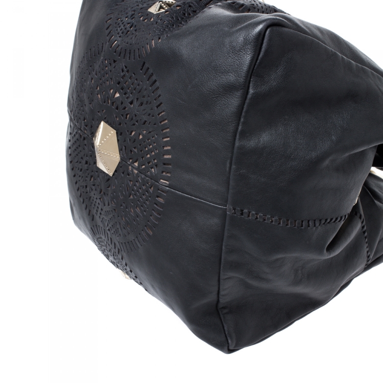 Pre Owned Jimmy Choo Black Leather Lola Slouchy Hobo