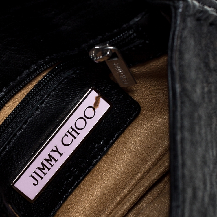 مملوكة مسبقًا Jimmy Choo Black Jewel Embellished Leather Flap Chain Shoulder Bag