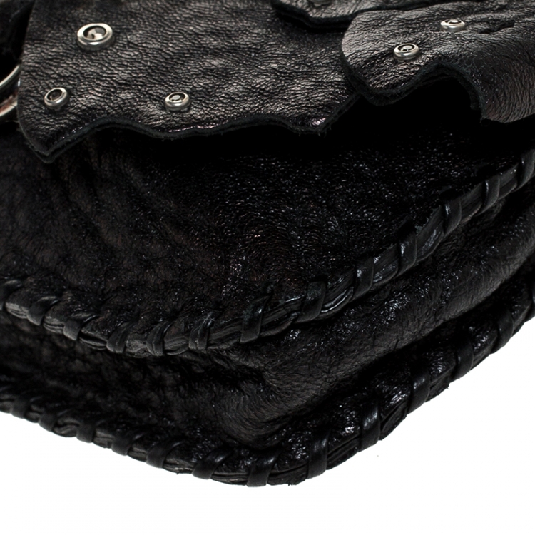 مملوكة مسبقًا Jimmy Choo Black Jewel Embellished Leather Flap Chain Shoulder Bag