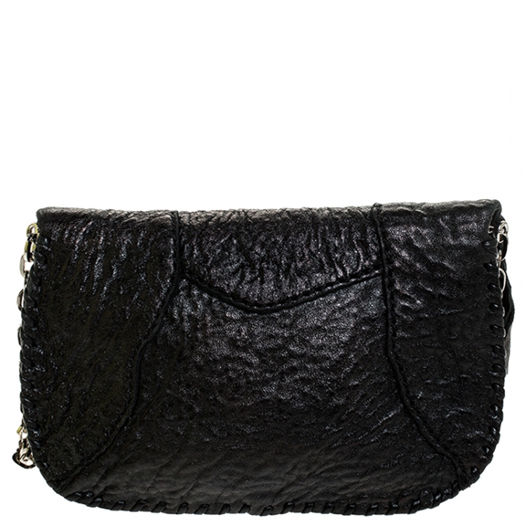 مملوكة مسبقًا Jimmy Choo Black Jewel Embellished Leather Flap Chain Shoulder Bag