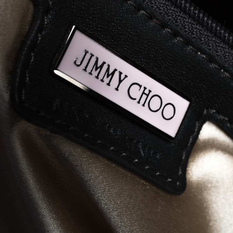 مملوكة مسبقًا Jimmy Choo Black Croc Embossed Leather Studded Chandra Clutch