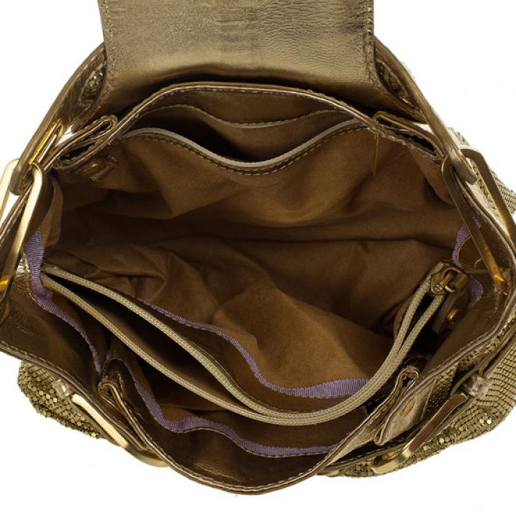 Pre Owned Jimmy Choo Gold Chain Mail Tulita Bag