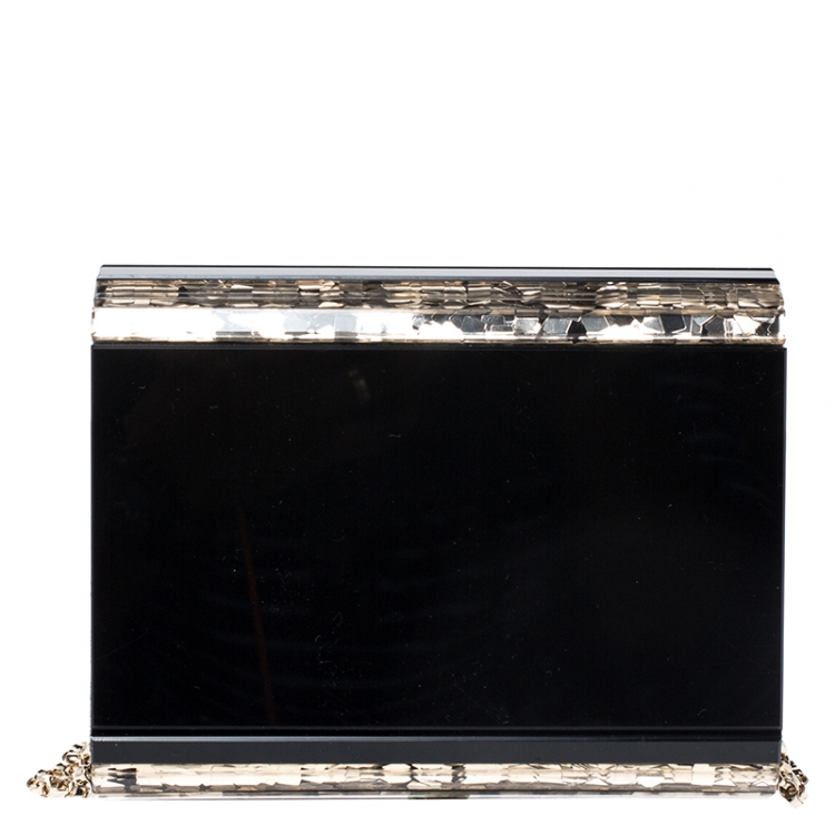 مملوكة مسبقًا Jimmy Choo Gold/Black Ceramic Effect Acrylic Candy Chain Clutch 