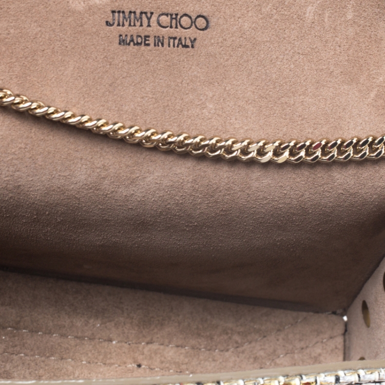 Pre Owned Jimmy Choo Metallic Woven Straw and Fabric Lockett Shoulder Bag