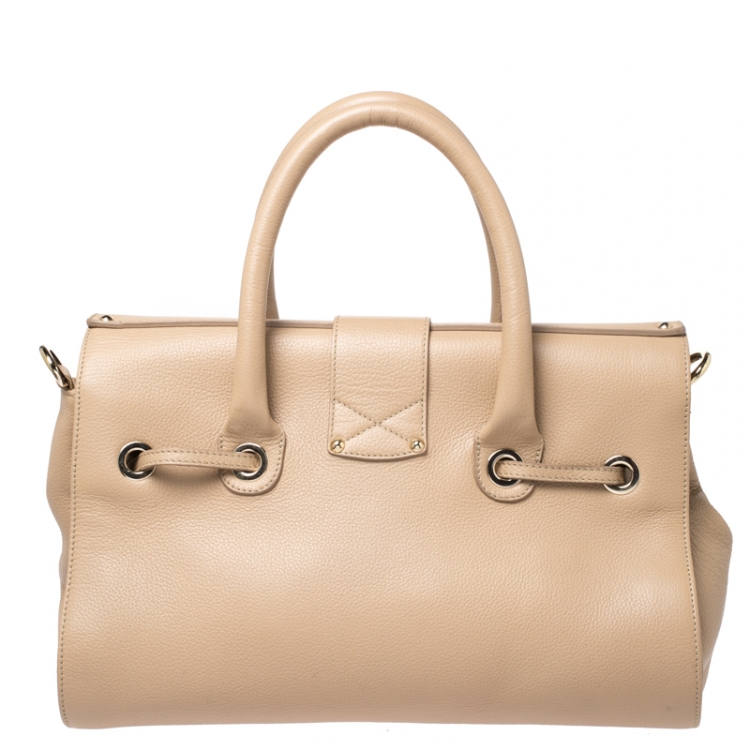 Pre Owned Jimmy Choo Beige Leather Rosalie Satchel
