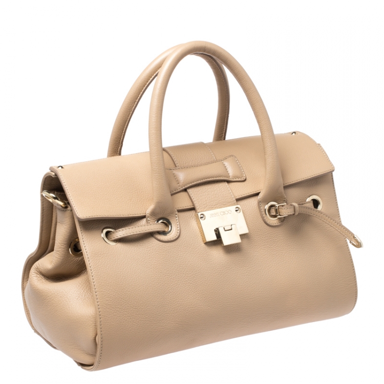 Pre Owned Jimmy Choo Beige Leather Rosalie Satchel