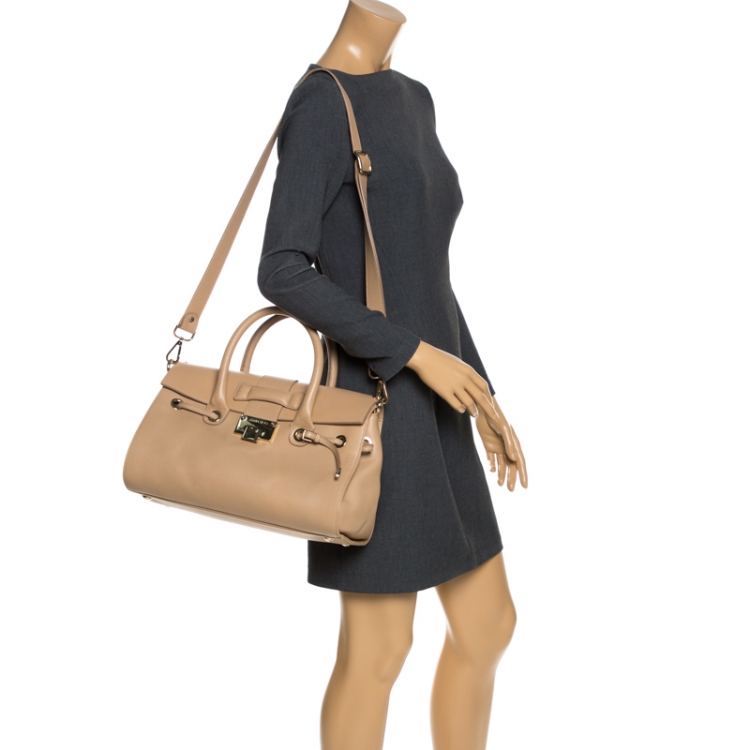 Pre Owned Jimmy Choo Beige Leather Rosalie Satchel
