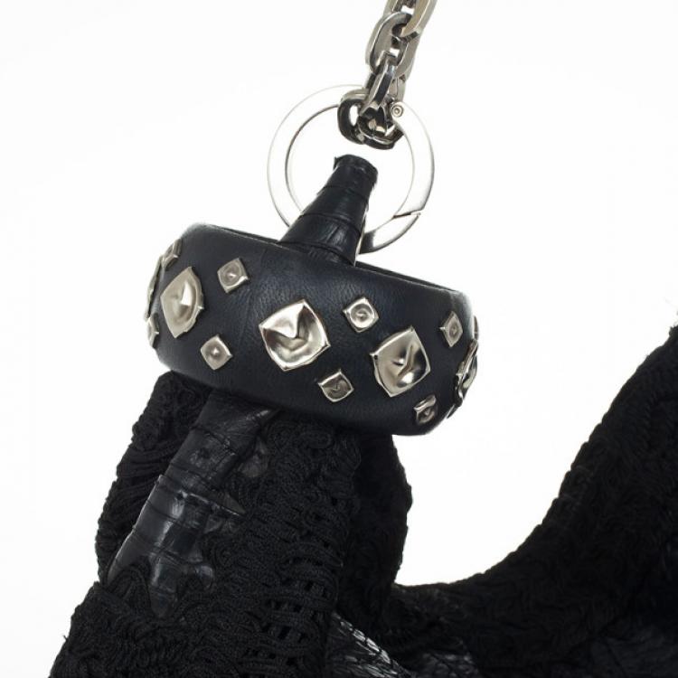 Pre Owned Jimmy Choo Sky Snakeskin Crocheted Hobo
