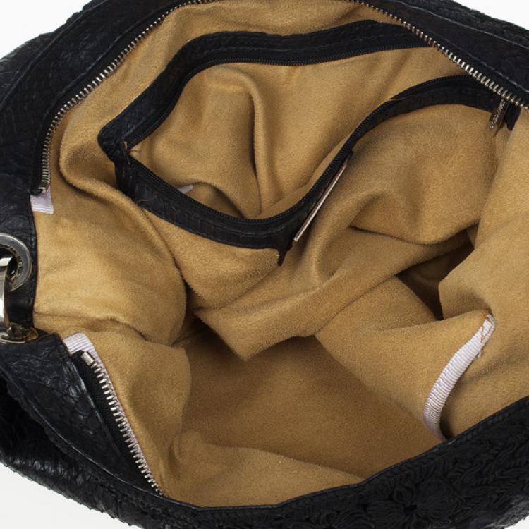 Pre Owned Jimmy Choo Sky Snakeskin Crocheted Hobo