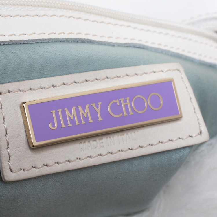 مملوكة مسبقًا Jimmy Choo White Leather and Fur  Tulita Shoulder Bag