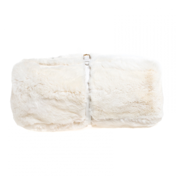 مملوكة مسبقًا Jimmy Choo White Leather and Fur  Tulita Shoulder Bag