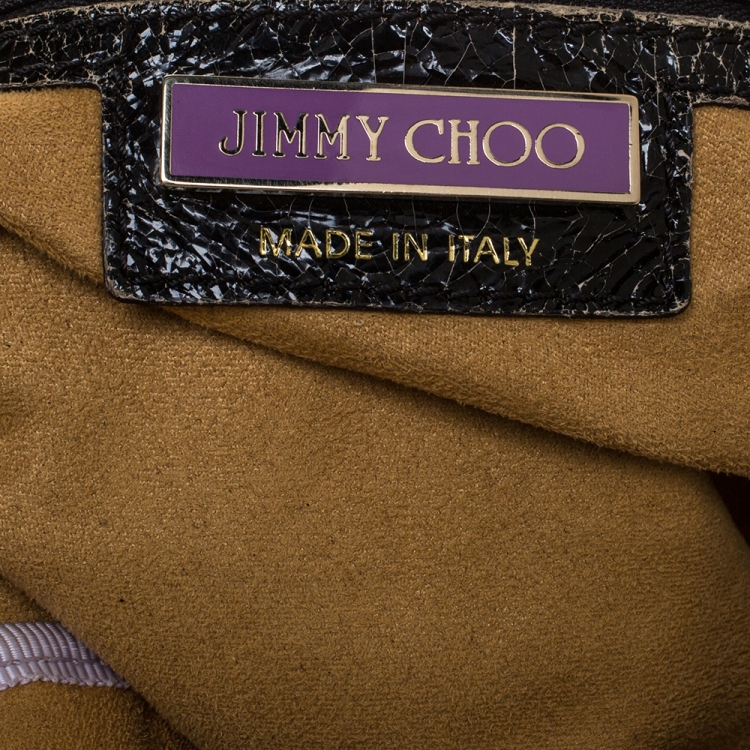 Pre Owned Jimmy Choo Black Crinkled Leather Lohla Jane Tote