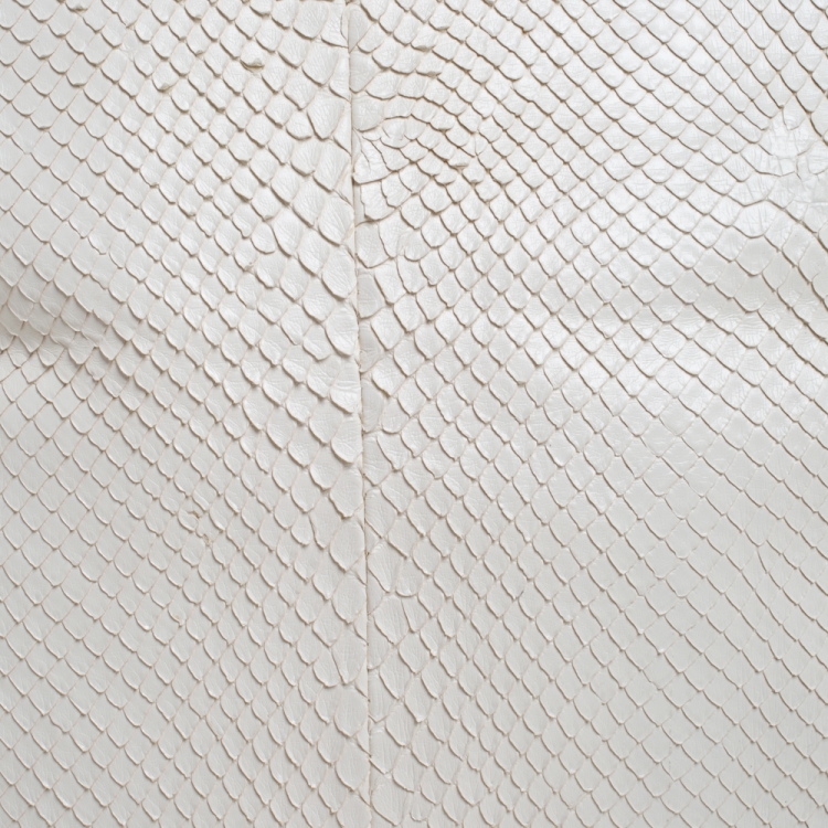 Pre Owned Jimmy Choo Off White Snakeskin Foldover Clutch