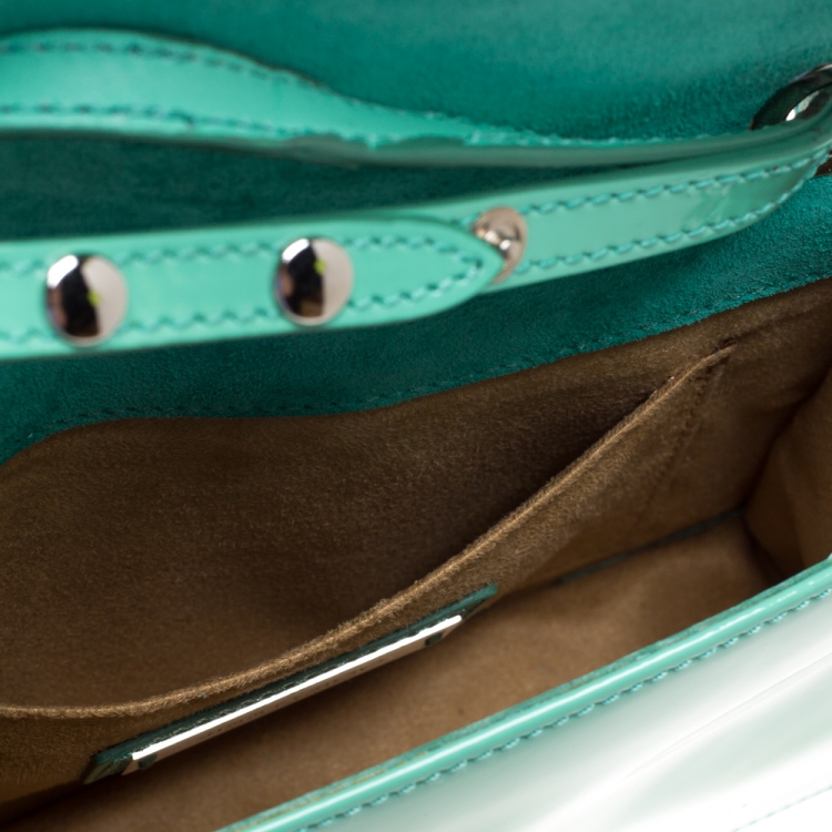 Pre Owned Jimmy Choo Green Patent Leather Mini Rebel Crossbody Bag