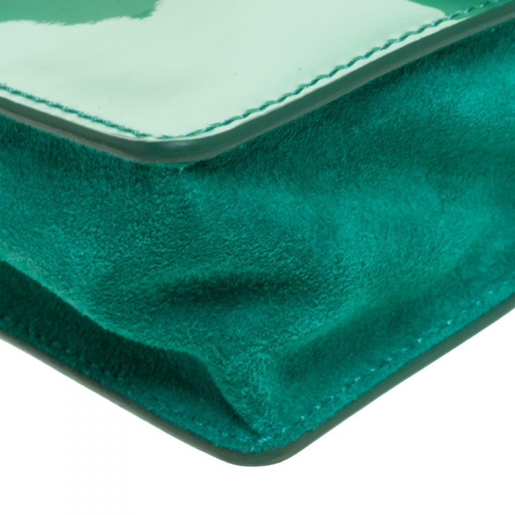 Pre Owned Jimmy Choo Green Patent Leather Mini Rebel Crossbody Bag