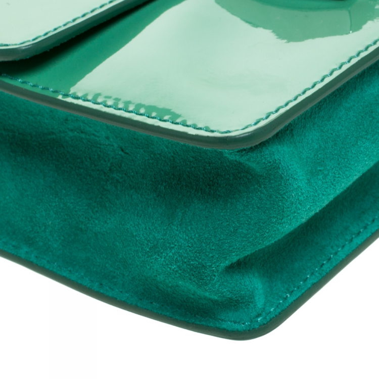 Pre Owned Jimmy Choo Green Patent Leather Mini Rebel Crossbody Bag