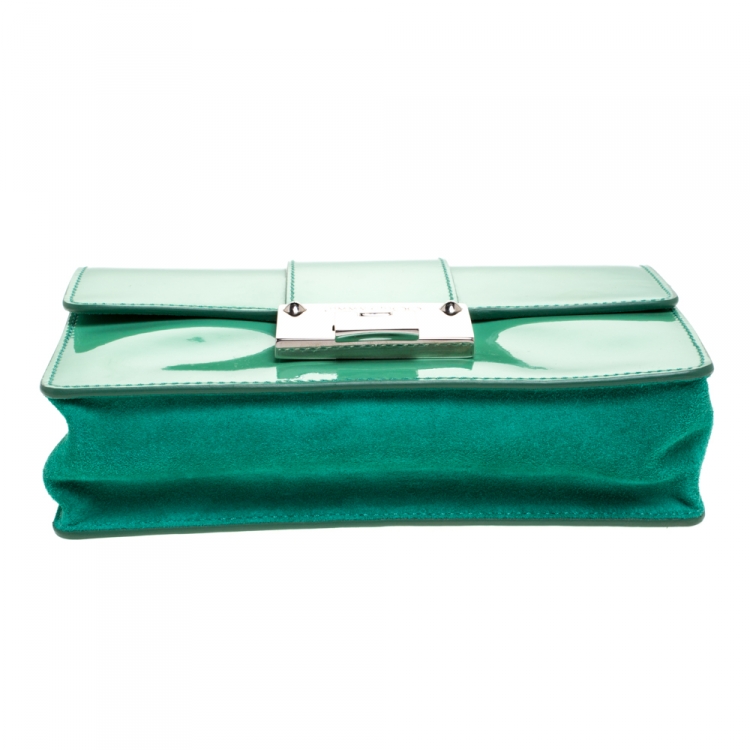 Pre Owned Jimmy Choo Green Patent Leather Mini Rebel Crossbody Bag