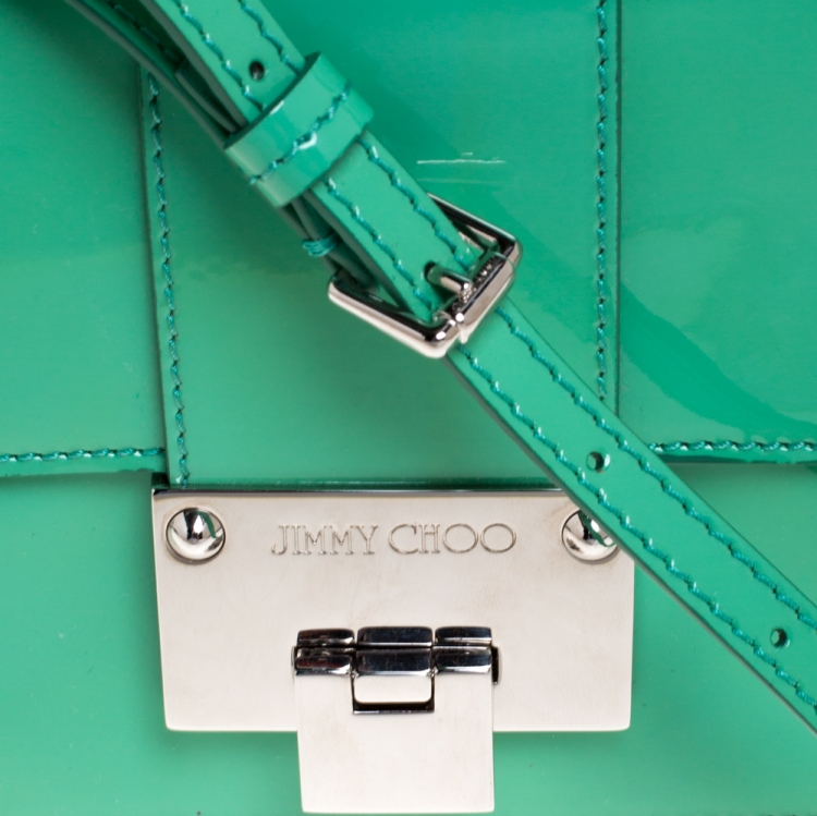 Pre Owned Jimmy Choo Green Patent Leather Mini Rebel Crossbody Bag