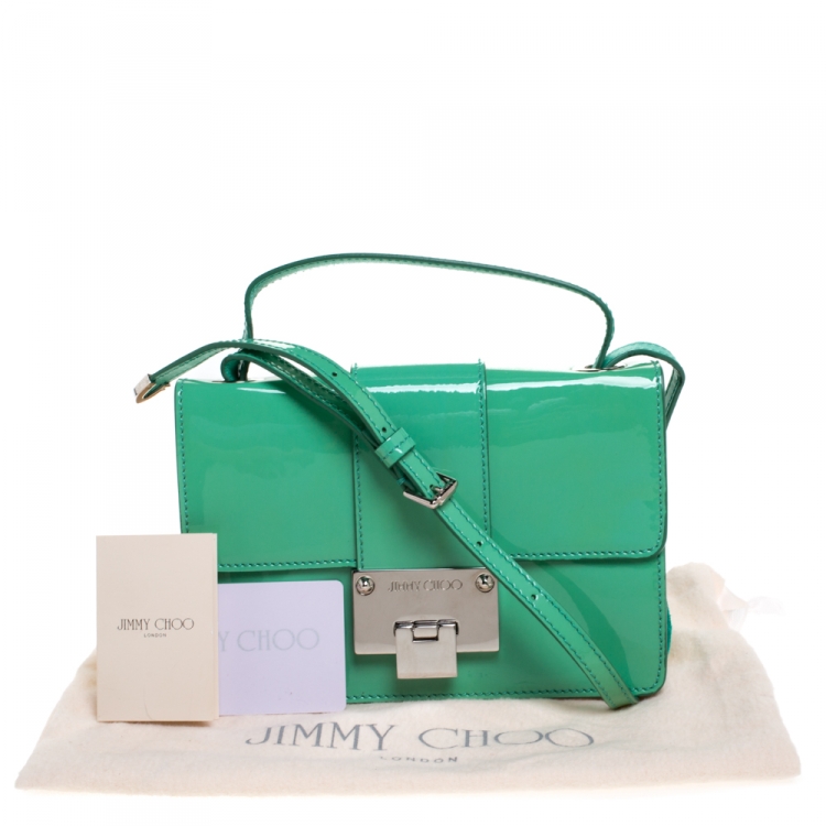 Pre Owned Jimmy Choo Green Patent Leather Mini Rebel Crossbody Bag