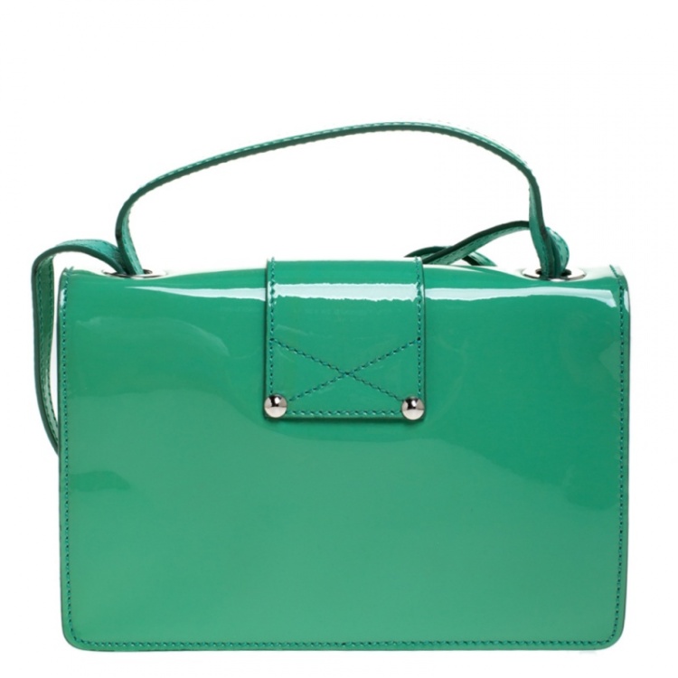 Pre Owned Jimmy Choo Green Patent Leather Mini Rebel Crossbody Bag
