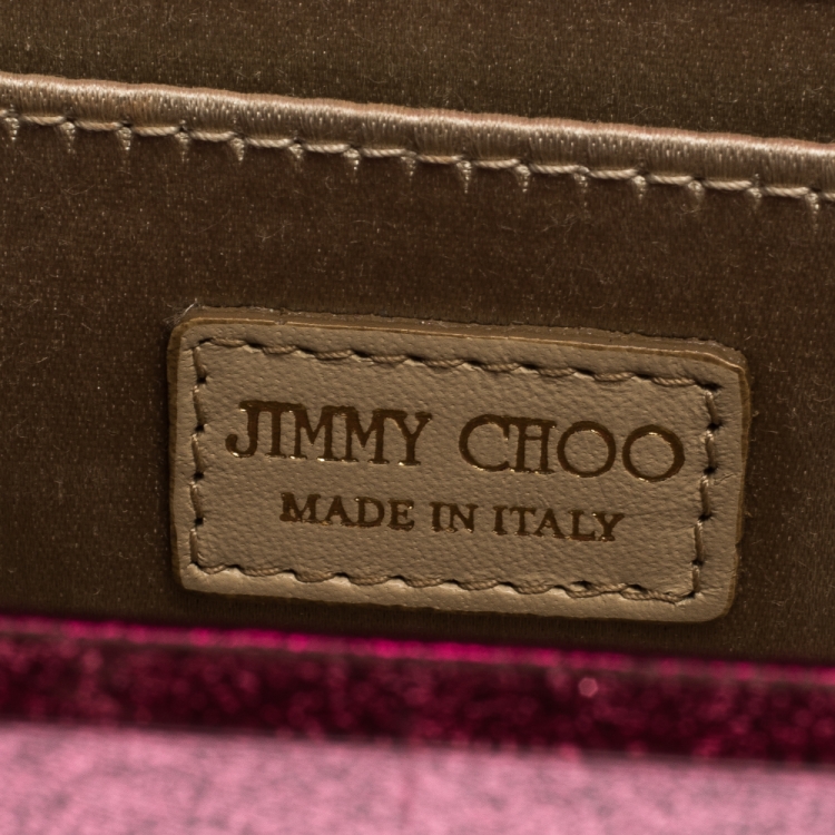 Pre Owned Jimmy Choo Pink Glitter Acrylic Sweetie Clutch