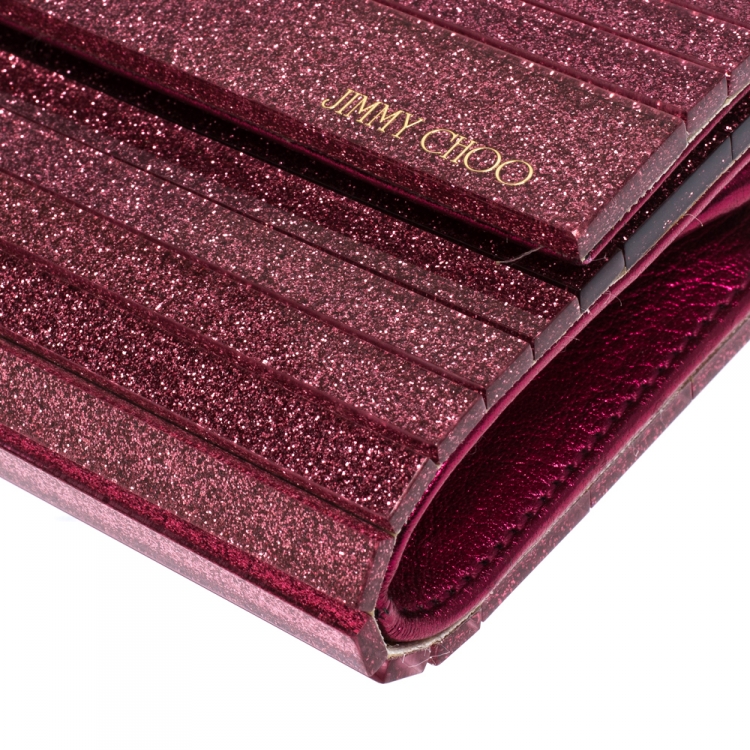 Pre Owned Jimmy Choo Pink Glitter Acrylic Sweetie Clutch