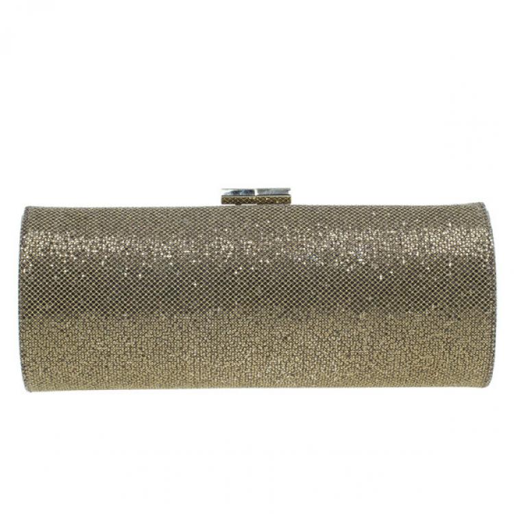 bronze glitter clutch bag