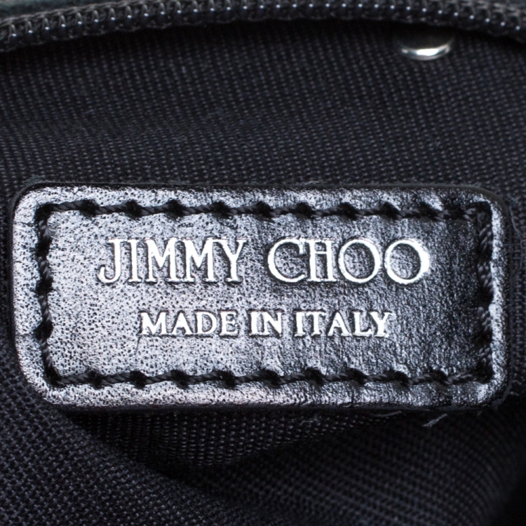 Pre Owned Jimmy Choo Black Leather Star Studded Zulu Clutch