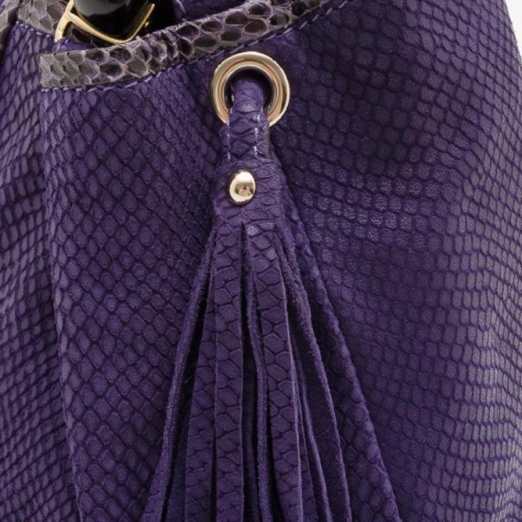 Pre Owned Jimmy Choo Purple Leather & Python Riki Hobo 