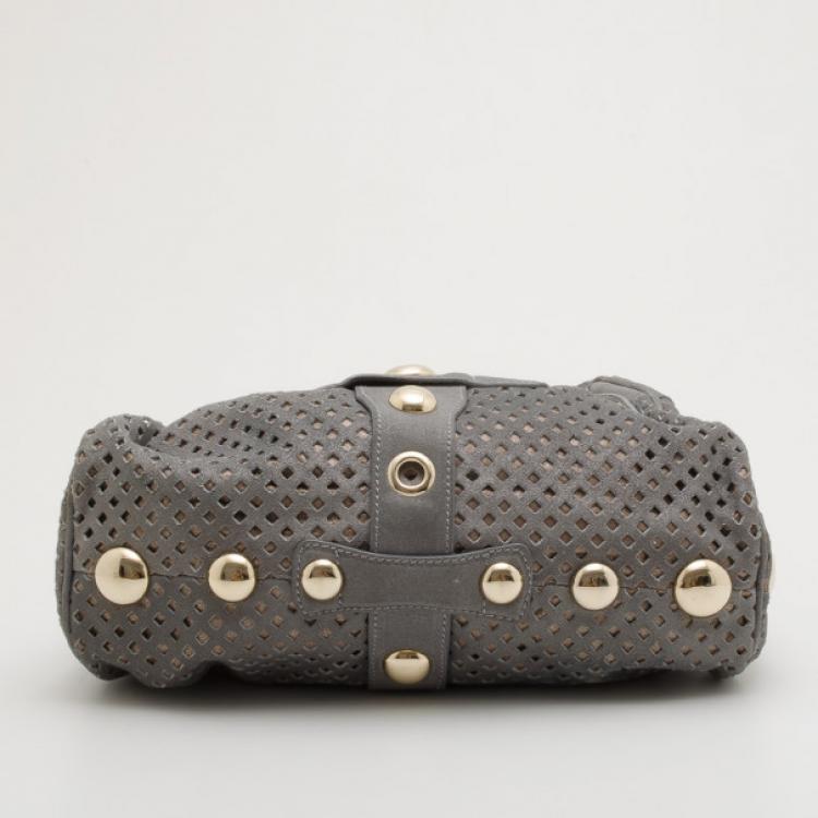 Pre Owned Jimmy Choo Limited Edition Metallic Suede Riki Bag