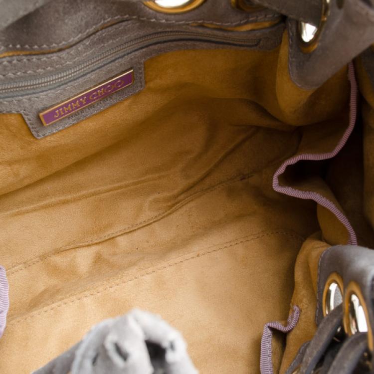 Pre Owned Jimmy Choo Limited Edition Metallic Suede Riki Bag