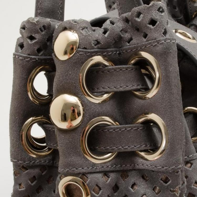 Pre Owned Jimmy Choo Limited Edition Metallic Suede Riki Bag