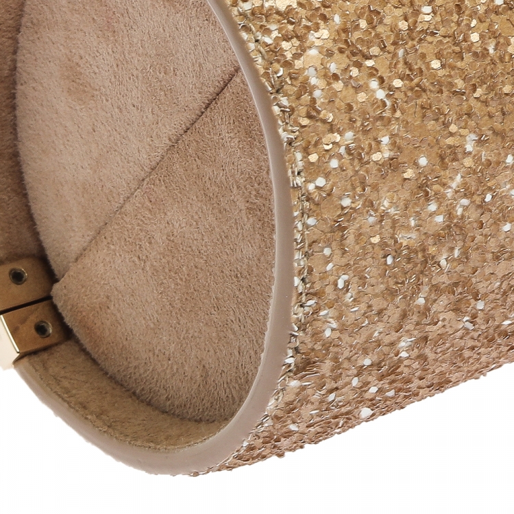 Pre Owned Jimmy Choo Metallic/White Coarse Glitter and Suede Trinket Clutch