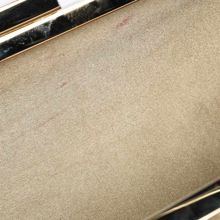 Pre Owned Jimmy Choo Metallic/White Coarse Glitter and Suede Trinket Clutch