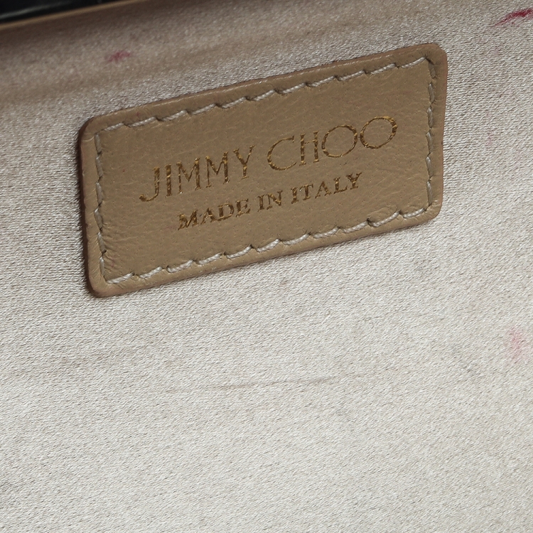 Pre Owned Jimmy Choo Metallic/White Coarse Glitter and Suede Trinket Clutch