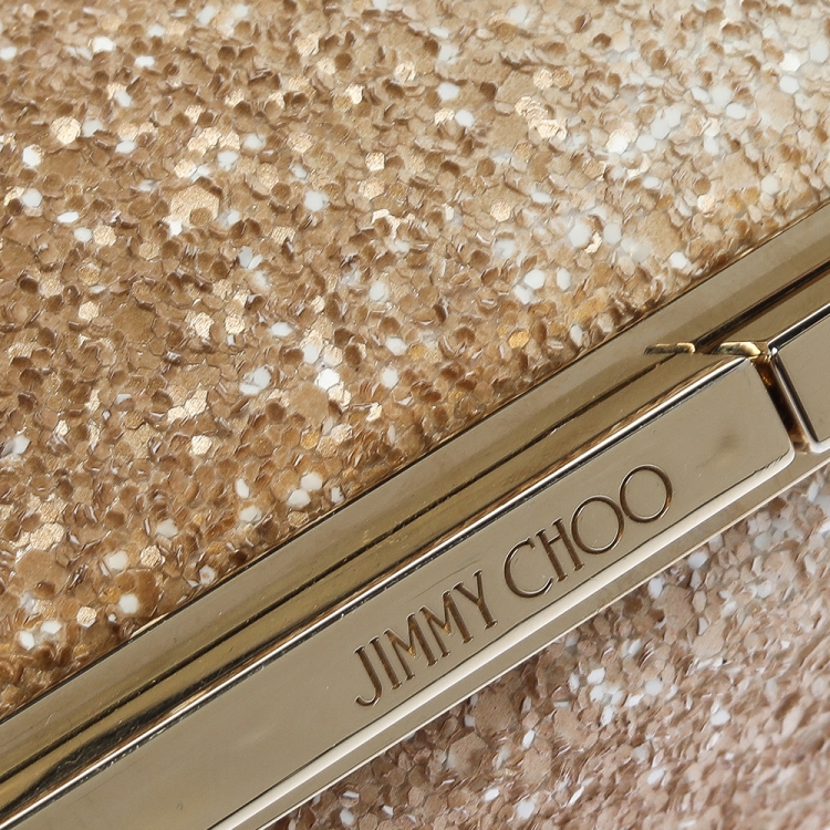 Pre Owned Jimmy Choo Metallic/White Coarse Glitter and Suede Trinket Clutch