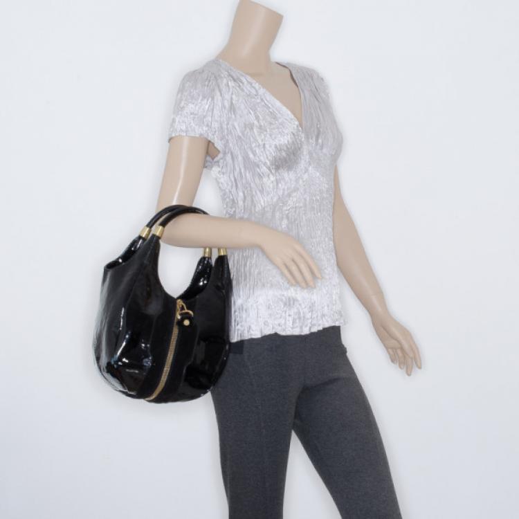 Pre Owned Jimmy Choo Black Leather Middle Zip Hobo